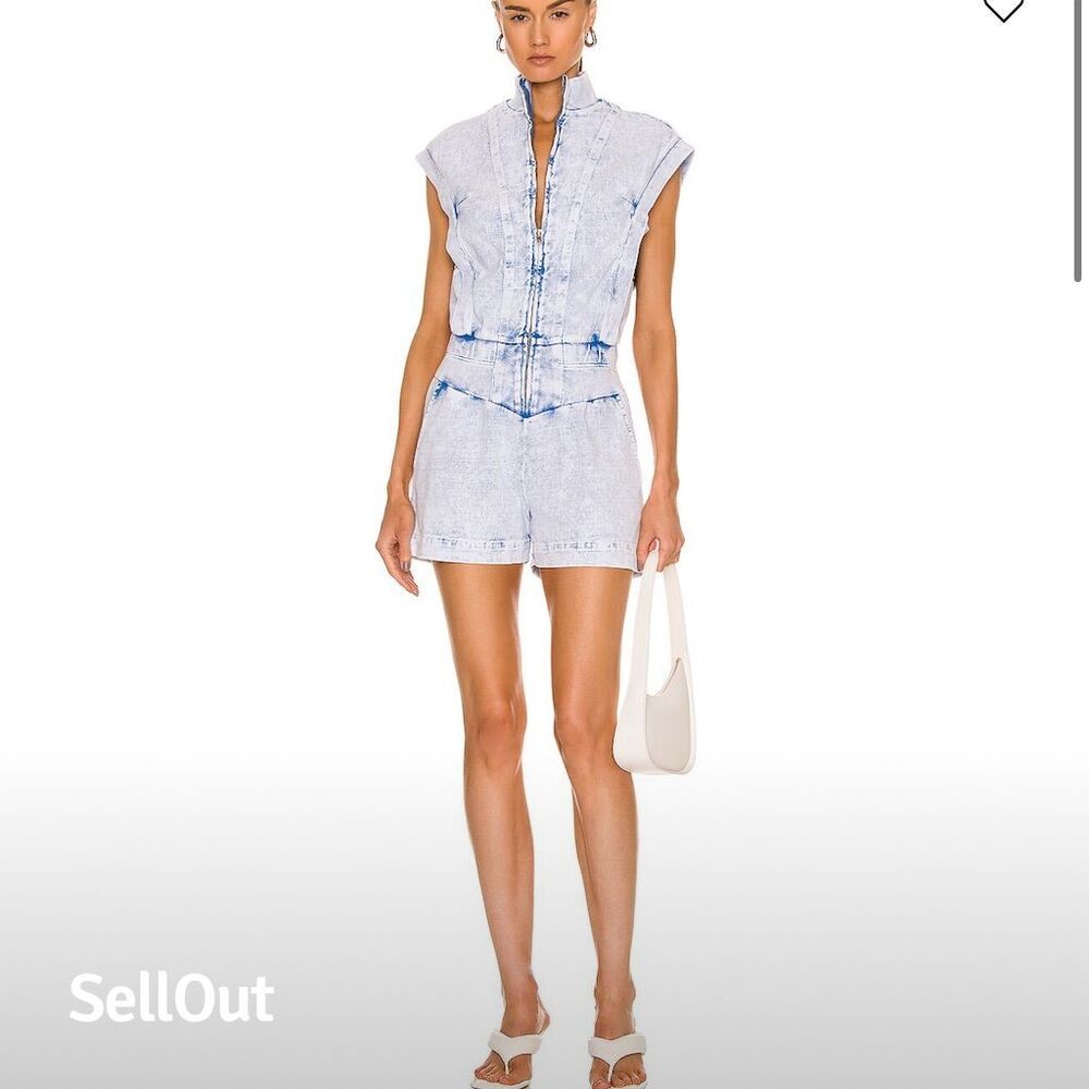 NOAM Women's Denim Romper M Blue Sleeveless Button-Up Casual